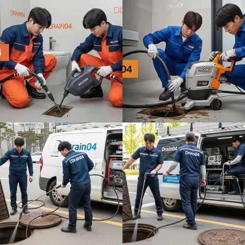안산 하수구고압세척 고잔신도시 광장 하수구
