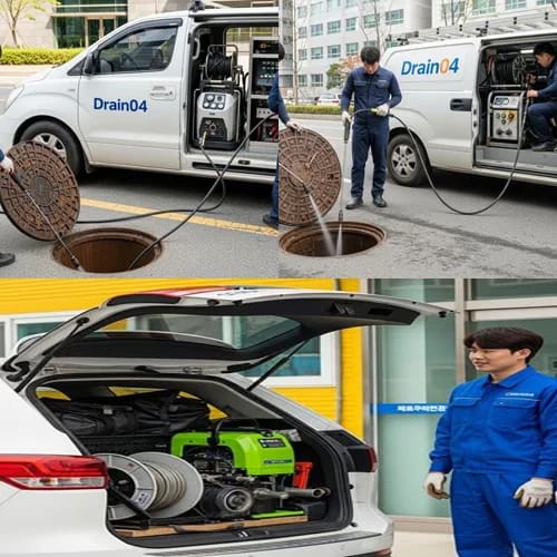 안산 하수구고압세척 고잔신도시 광장 하수구
